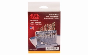 13-Piece Cobalt Drill Index - 1/16" to 1/4" by 64ths