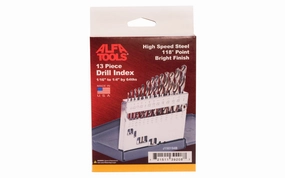13-Piece HSS Drill Index - 1/16" to 1/4" by 64ths