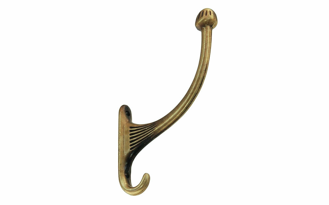 1930's Style Hall Tree Hook ~ Antique Brass Finish