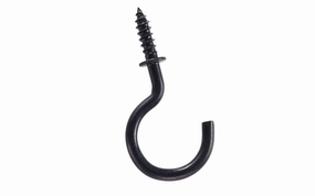 1" Black Finish Cup Hooks - 30 Pack
