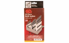 29-Piece Cobalt Drill Index - 1/16" to 1/2" by 64ths