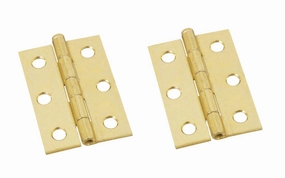 2-1/2" Brass-Plated Loose-Pin Narrow Hinges - 2 Pack