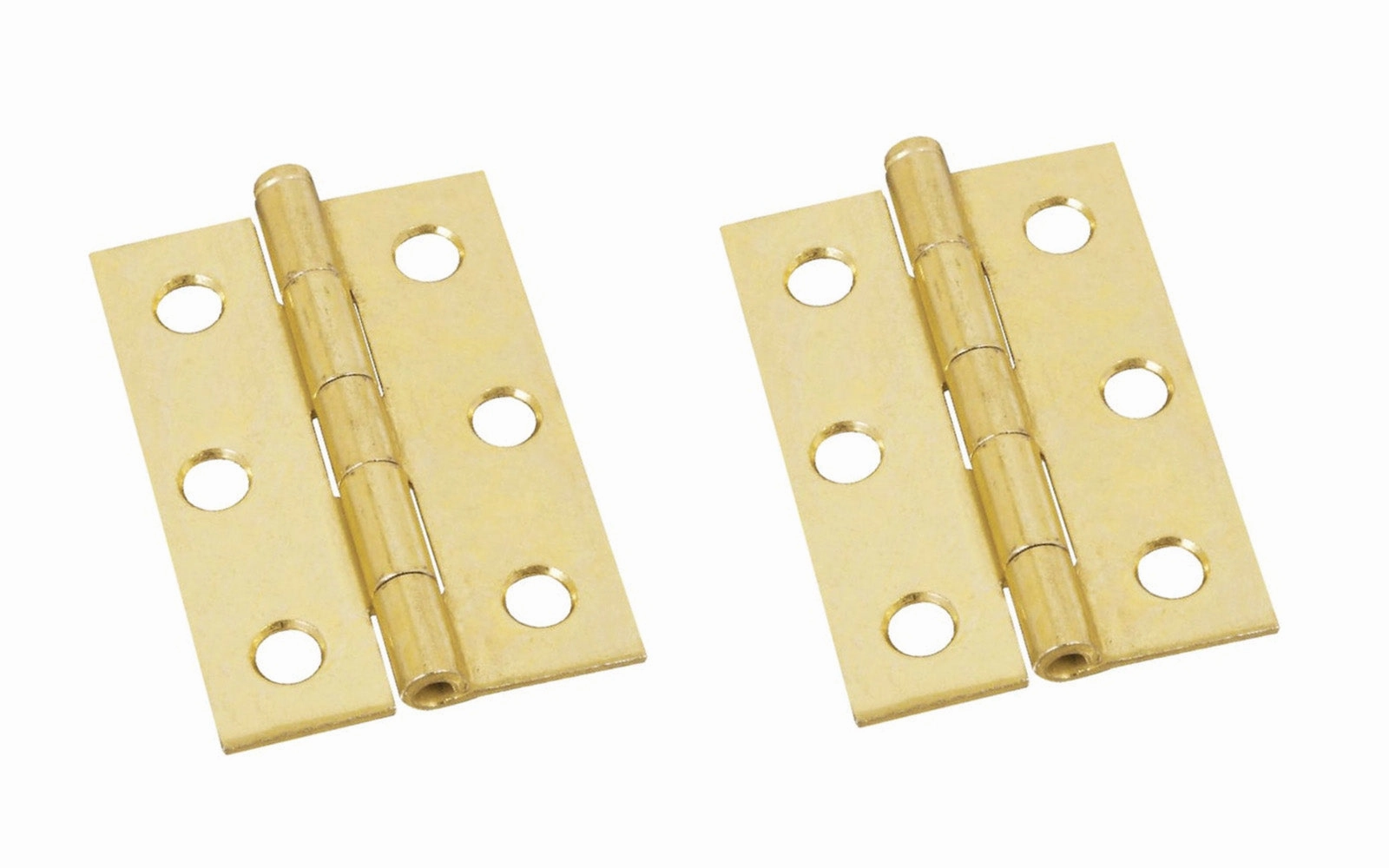 2-1/2" Brass-Plated Loose-Pin Narrow Hinges - 2 Pack