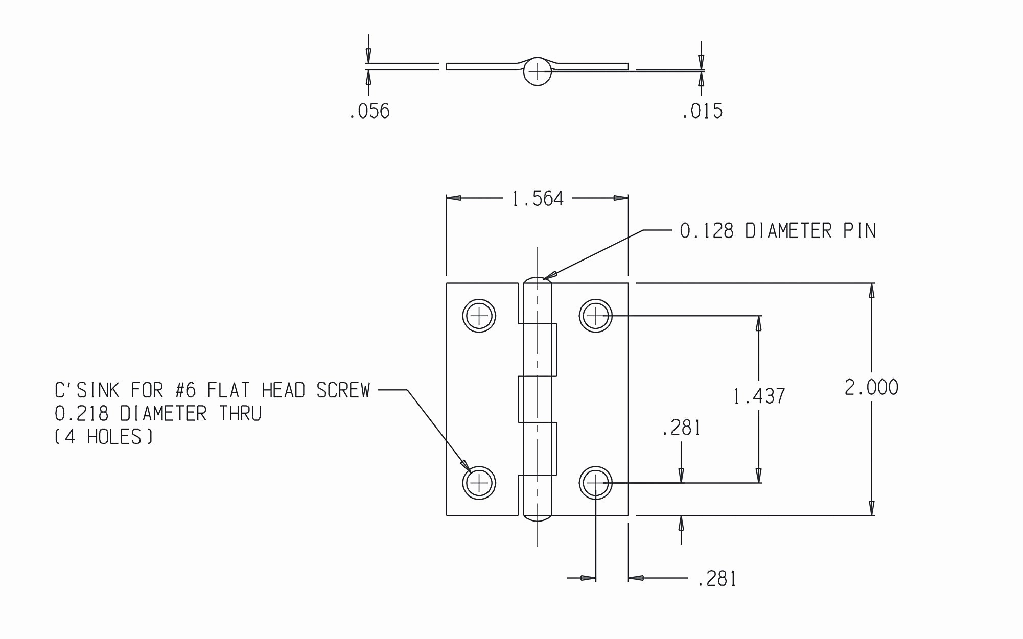 2" Brass-Plated Loose-Pin Narrow Hinges - 2 Pack