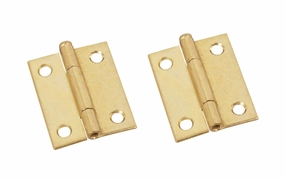 2" Brass-Plated Loose-Pin Narrow Hinges - 2 Pack