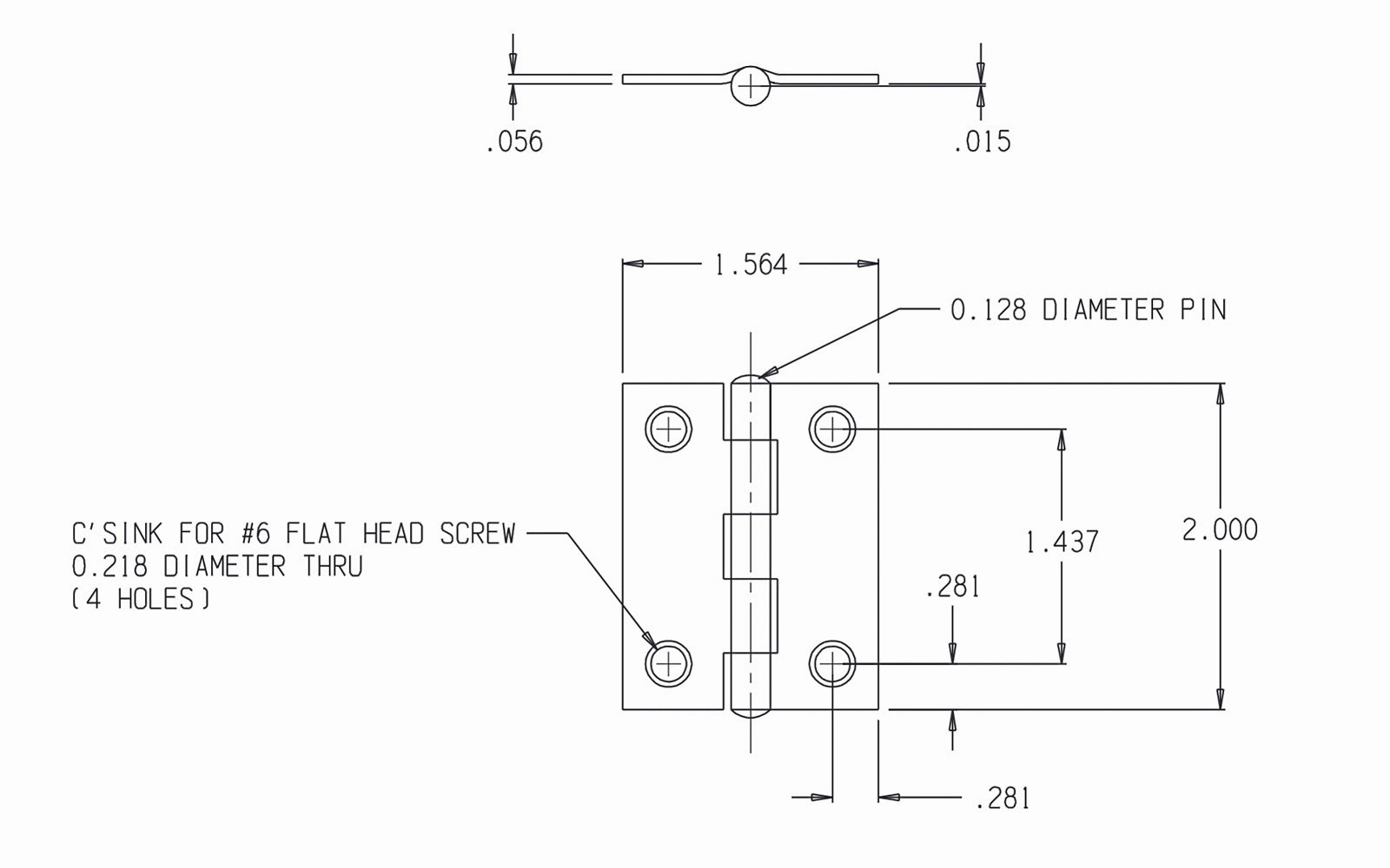 2" Stainless Narrow Hinges - 2 Pack