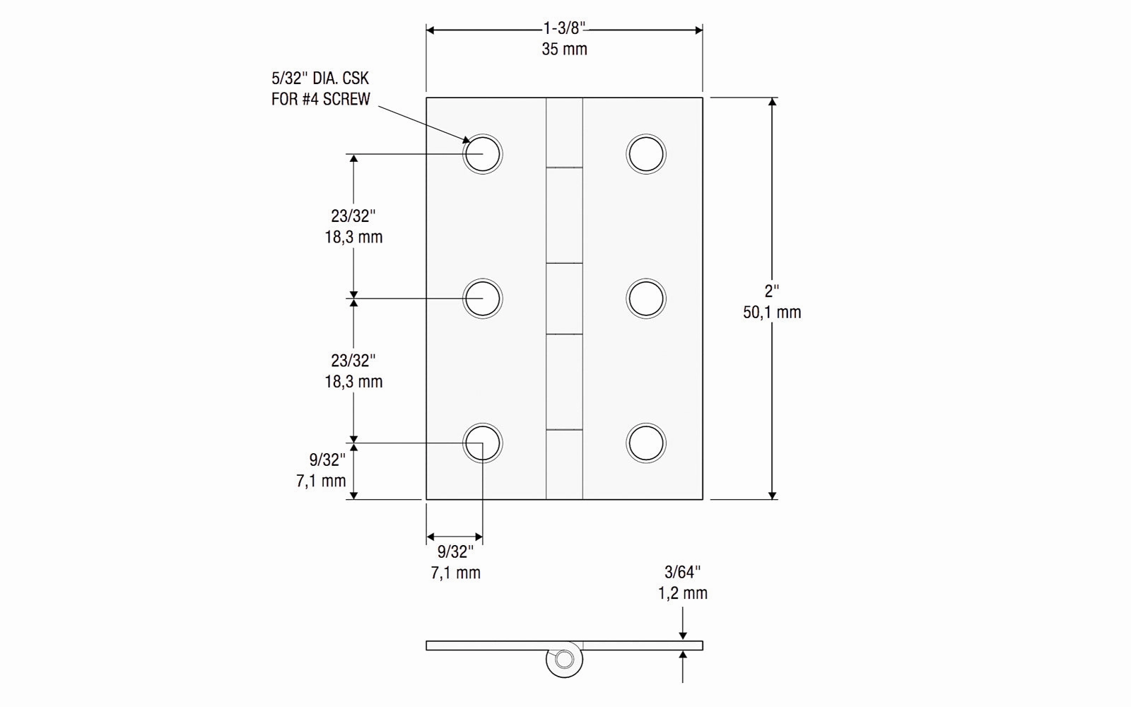 2" x 1-3/8" Oil Rubbed Bronze Hinges ~ 2 Pack