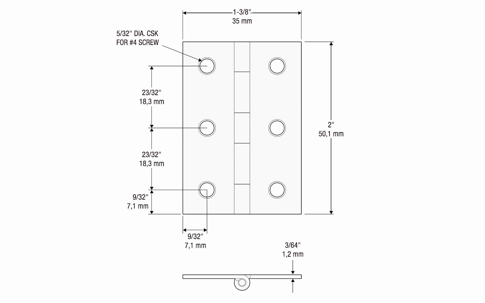 2" x 1-3/8" Satin Nickel Hinges ~ 2 Pack