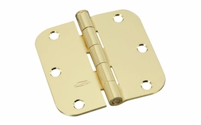 3-1/2" Bright Brass Door Hinge - 5/8" Radius