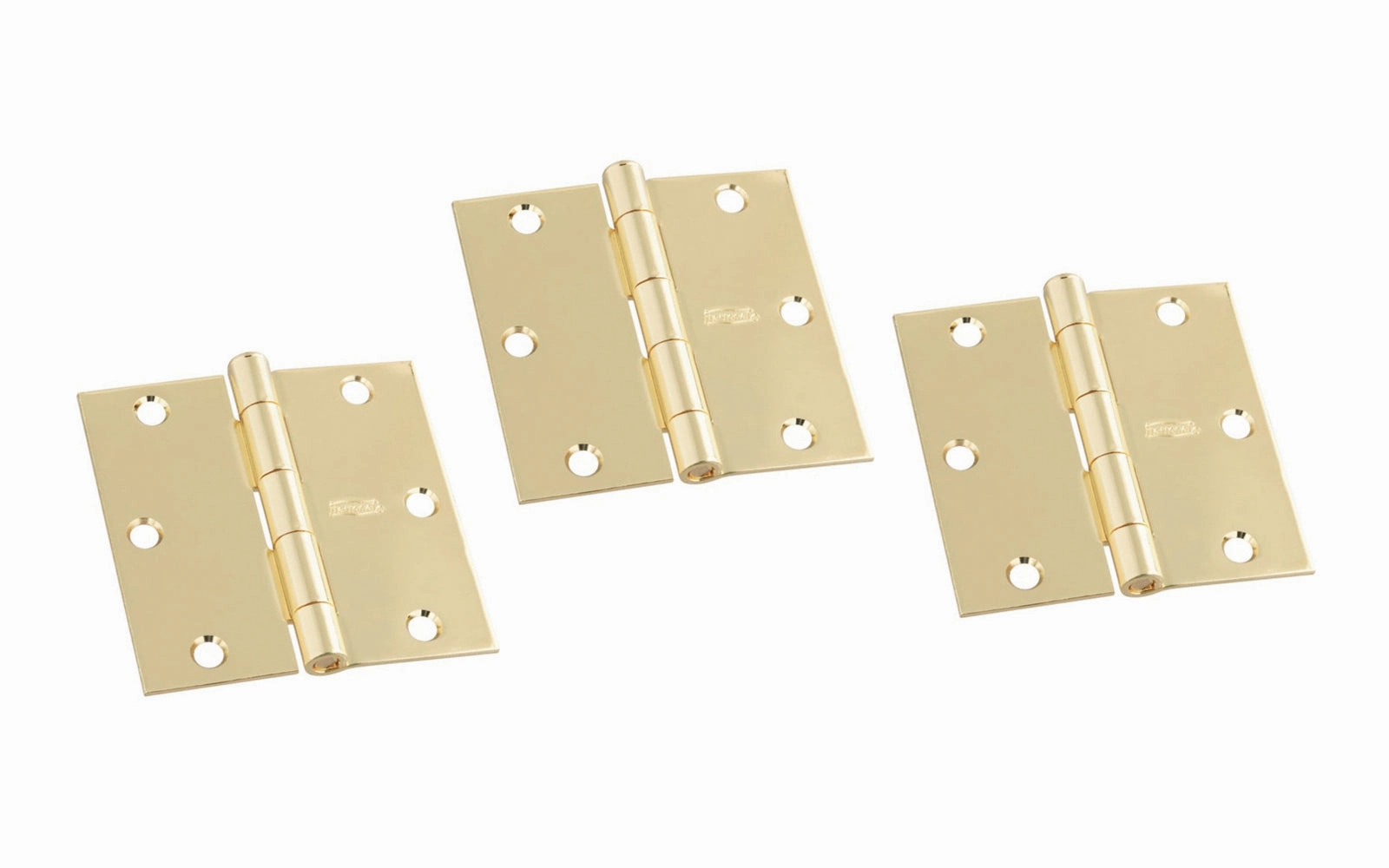 3-1/2" Bright Brass Door Hinges - 3 Pack