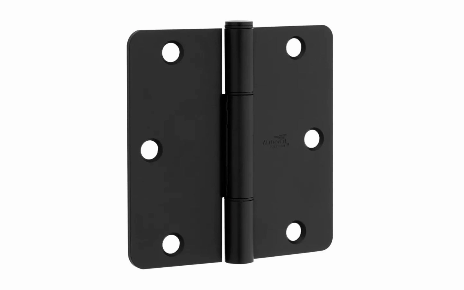 3-1/2" Matte Black "Squeak Guard" Door Hinges, 1/4" Radius - 3 Pack