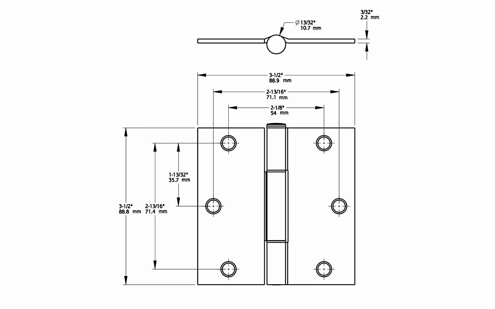 3-1/2" Matte Black "Squeak Guard" Door Hinges