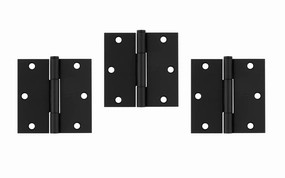 3-1/2" Matte Black "Squeak Guard" Door Hinges