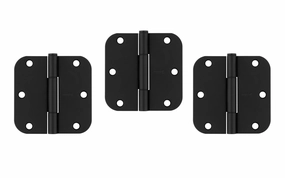 3-1/2" Matte Black Squeak Guard Hinges, 5/8" Rad.