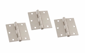 3-1/2" Satin Nickel Door Hinges - 3 Pack
