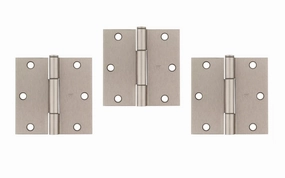 3-1/2" Satin Nickel "Squeak Guard" Door Hinges - 3 Pack