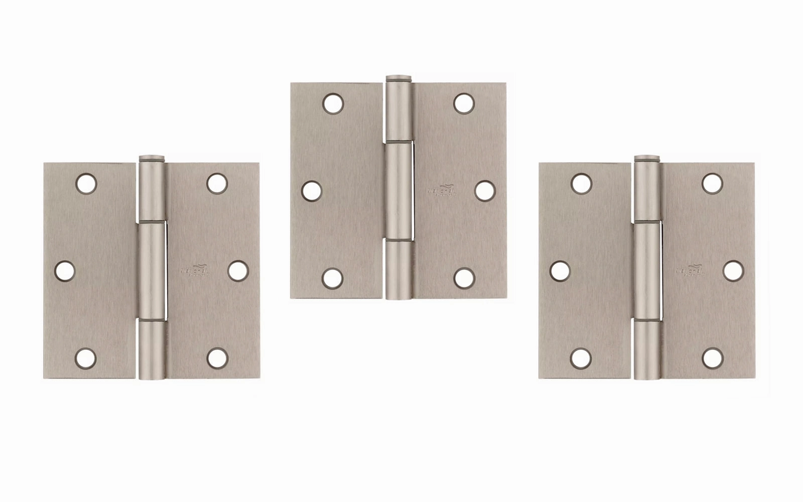 3-1/2" Satin Nickel "Squeak Guard" Door Hinges - 3 Pack