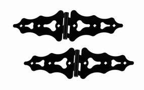 6" Black Finish Ornamental S-Hinges - 2 Pack