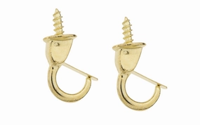 7/8" Brass-Plated Safety Cup Hooks - 2 Pack