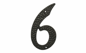 #6 Black Hammered House Number - 3-1/2" size