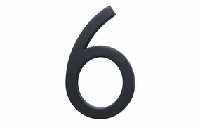 #6 Satin Black House Number - 6" size