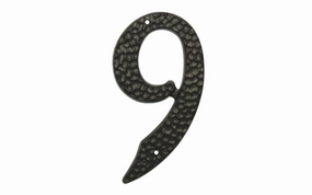 #9 Black Hammered House Number - 3-1/2" size
