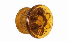 "Flower" Style Glass Knob ~ Amber