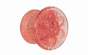 "Flower" Style Glass Knob ~ Depression Pink - Rose