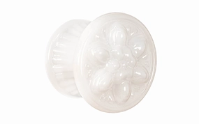 "Flower" Style Glass Knob ~ Translucent White - Opal