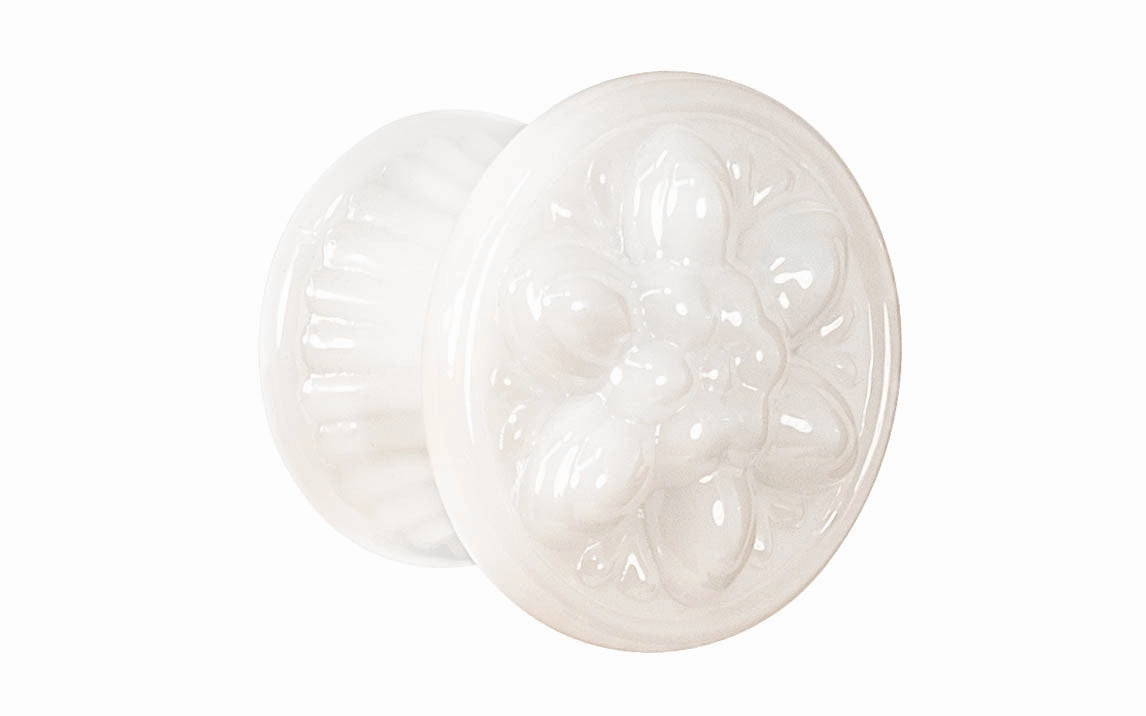 "Flower" Style Glass Knob ~ Translucent White - Opal