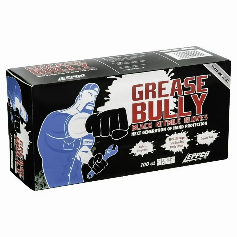 AA Grease Bully Black Nitrile Gloves, Large (100/Box)