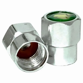 AA Green Metallic Valve Caps w/ O-Ring (100/Bag)