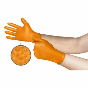 AA Mega Texture Orange Nitrile Glove, Large (100/Box)