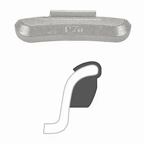 AA "P" Clip-On Wheel Weight (Zinc /Uncoated / 25/Box)