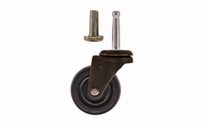 Ball Bearing Steel Grip-Neck Caster With Rubber 2" Wheel ~ Dark Antique Brass Finish