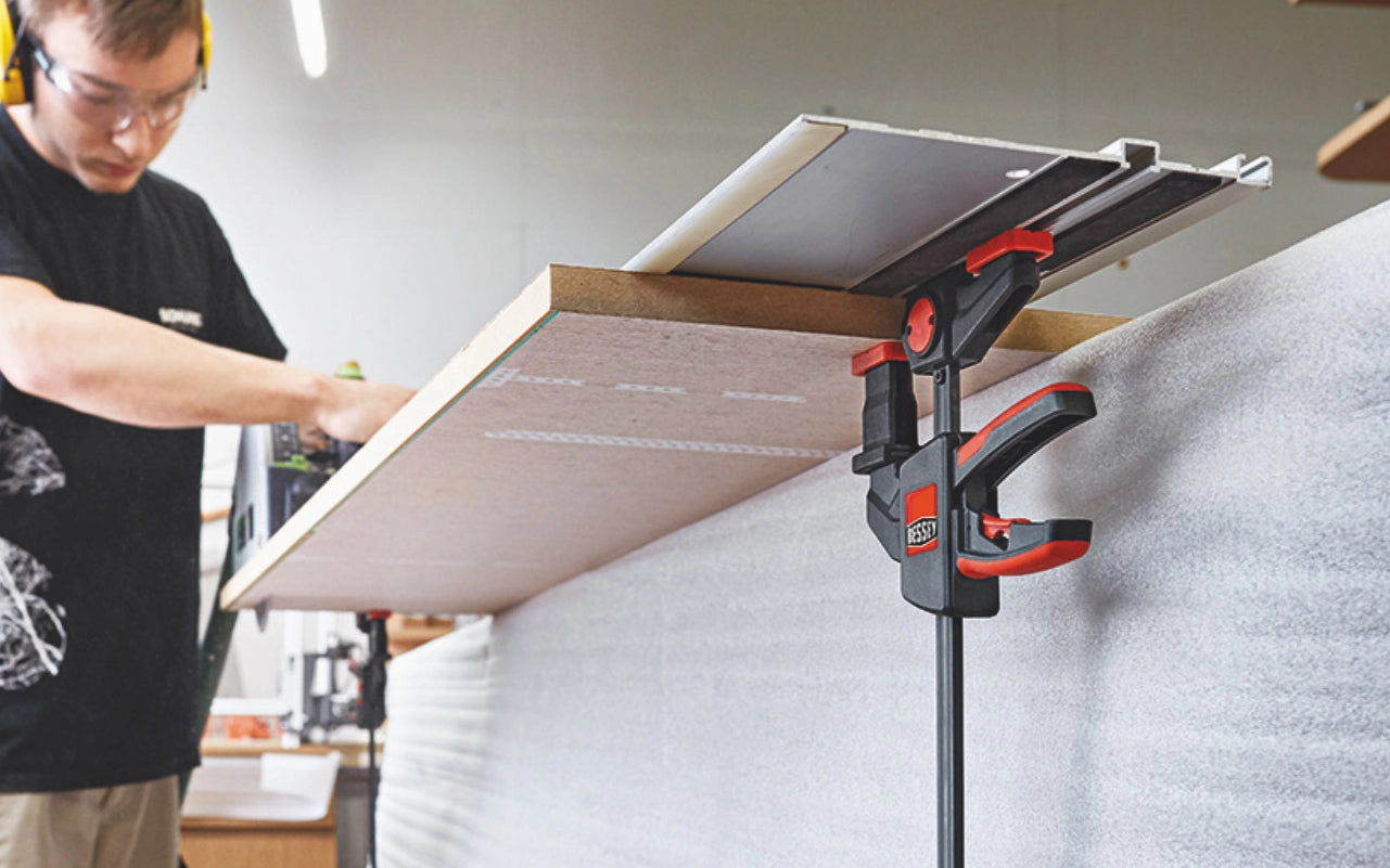Bessey 2-PC One-Handed Track Saw Guide Table Clamps - EZR-SET