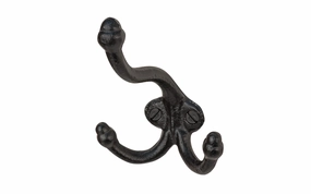 Black Cast Iron Triple Acorn Hook