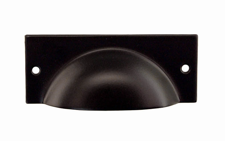 Black Finish on Steel Rectangular Bin Pull ~ 3-1/4" On Centers