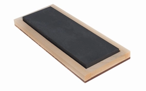 Black Hard Arkansas Bench Stone with Wooden Box ~ 6" x 2"