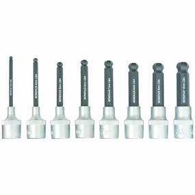 Bondhus 43487 ProHold Socket Ball End Bit Tool Set with Socket with ProGuard Finish, 2", 8 Piece