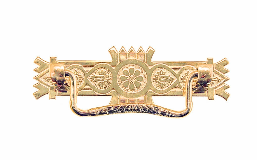 Brass Eastlake Drop Pull ~ 3" On Centers