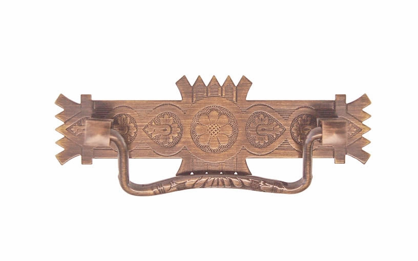 Brass Eastlake Drop Pull ~ 3" On Centers