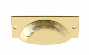 Brass Plated Rectangular Bin Pull ~ 3-1/4" On Centers