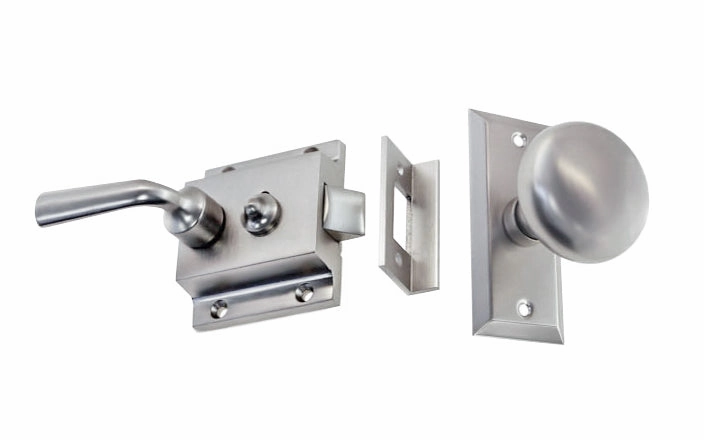Brass Screen Door Rim Latch with Knob & Lever