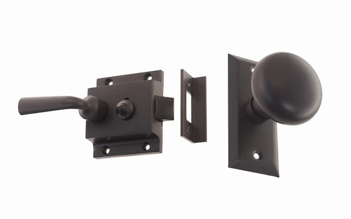 Brass Screen Door Rim Latch with Knob & Lever