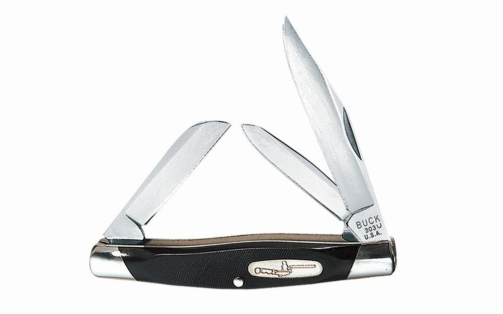 Buck Knives 303 Cadet Pocket Knife ~ Black with Nickel Silver Bolsters
