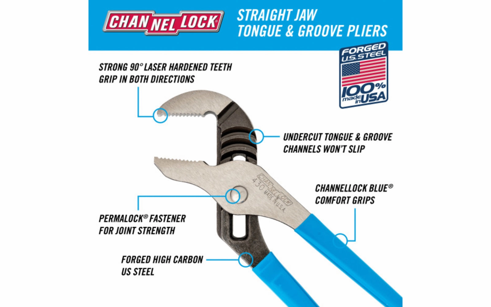 Channellock 10" Straight Jaw Tongue & Groove Plier - 430