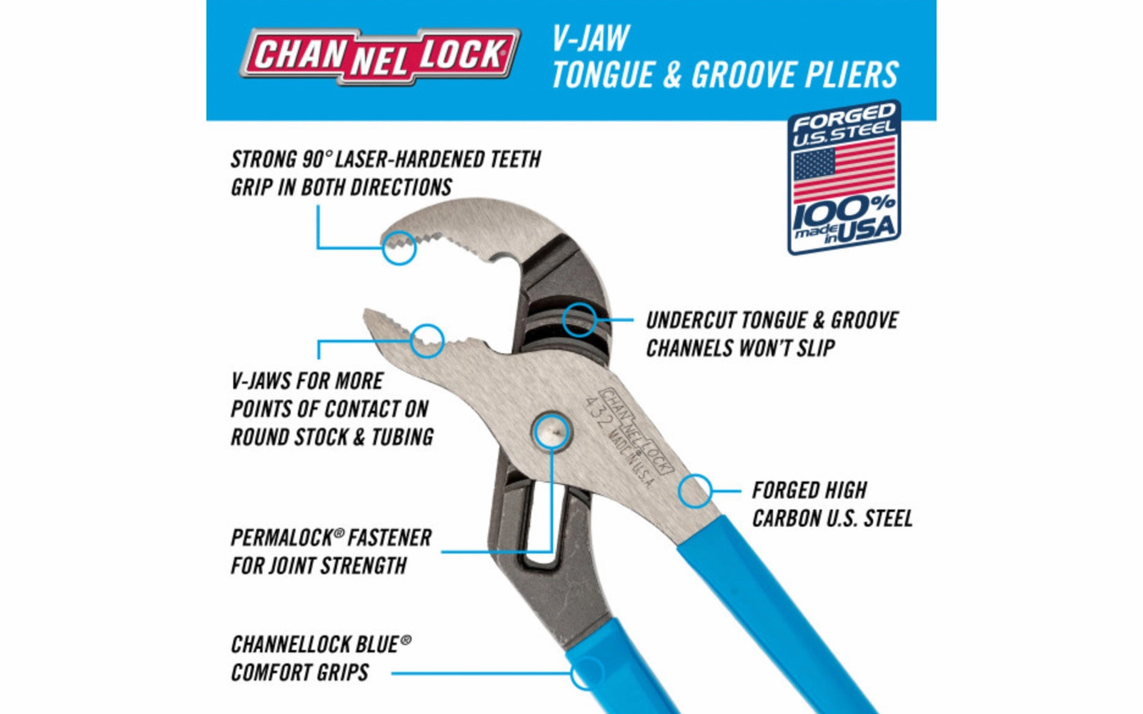 Channellock 10" V-Jaw Tongue & Groove Plier - 432