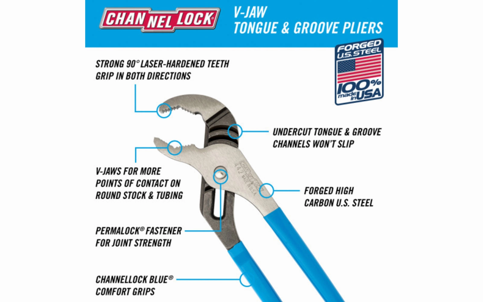 Channellock 12" V-Jaw Tongue & Groove Plier - 442