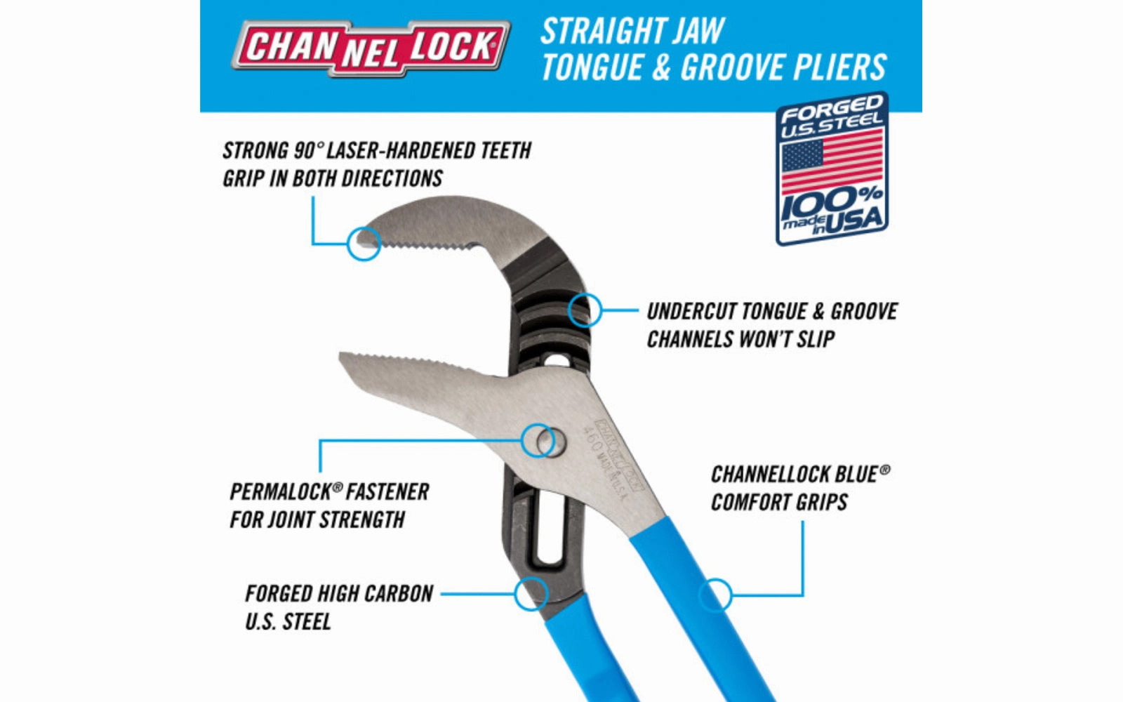 Channellock 16-1/2" Straight Jaw Tongue & Groove Plier - 460